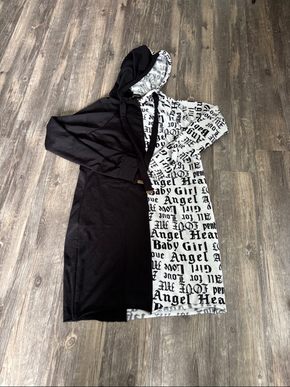 Almost Famous Black & White Two-Tone Hooded Teddy Jacket